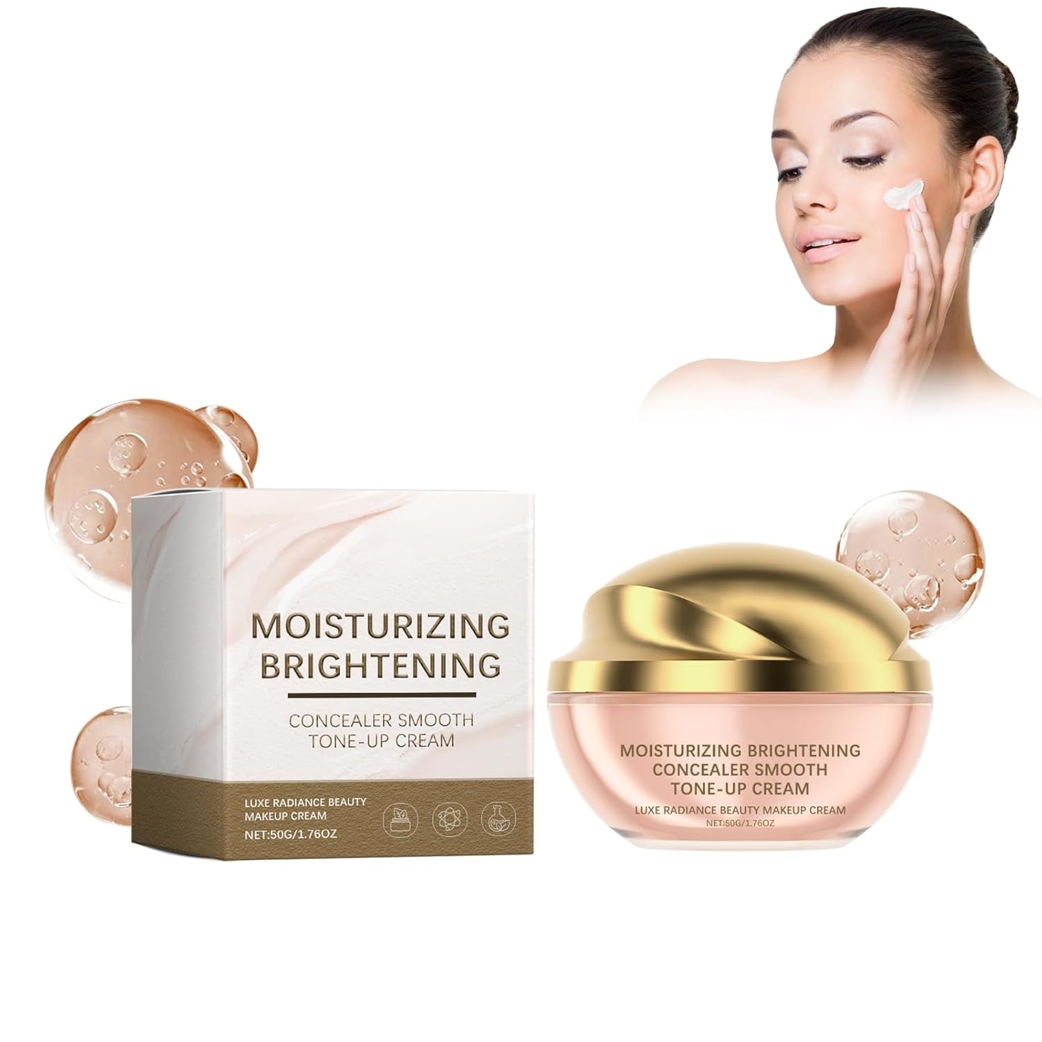Feuchtigkeitsspendende Concealer Creme, Smooth Tone-Up Cream, Concealer Beauty Cream, Beauty Skin Plain Cream, Refreshing Concealer Invisible Pores Lazy Cream, 50 G